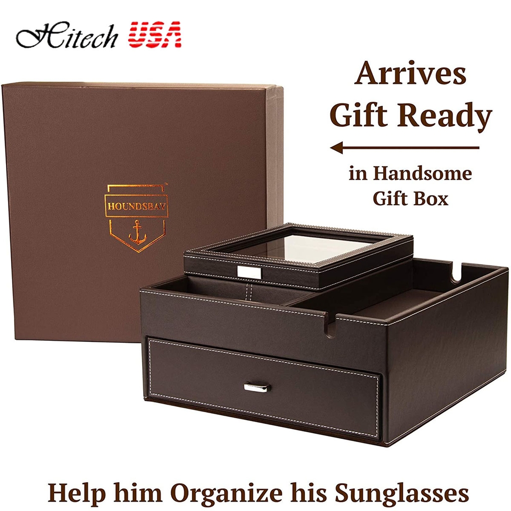 Hộp đựng phụ kiện HOUNDSBAY Lookout Glasses Organizer Storage Display Case Dresser Valet Box