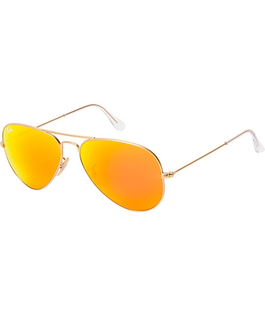 Mắt kính Ray-Ban AVIATOR LUXOTTICA ORANGE MIRROR GOLD FRAME RB3025//112-69 MADE IN ITALY