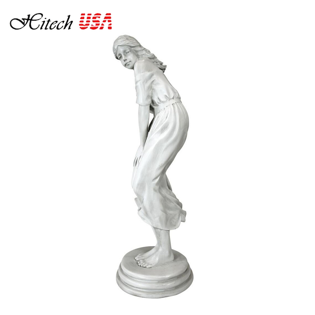 Tượng điêu khắc thiếu nữ đứng trong gió Classic Art Windblown Woman Garden Sculpture By Leon Pillet