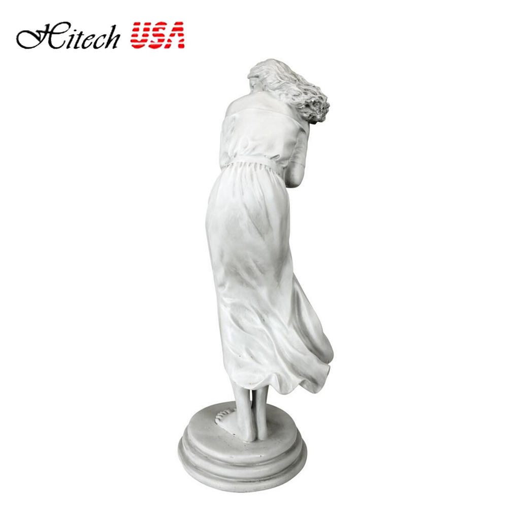 Tượng điêu khắc thiếu nữ đứng trong gió Classic Art Windblown Woman Garden Sculpture By Leon Pillet