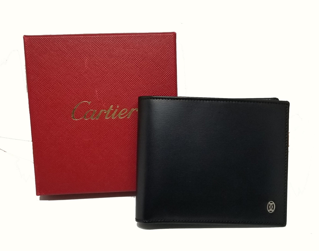 Ví Cartier gấp nửa da màu đen