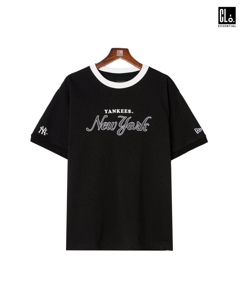 New Era, Ap Ne Essential Raglan Print Logo T-Shirt - Black | closess