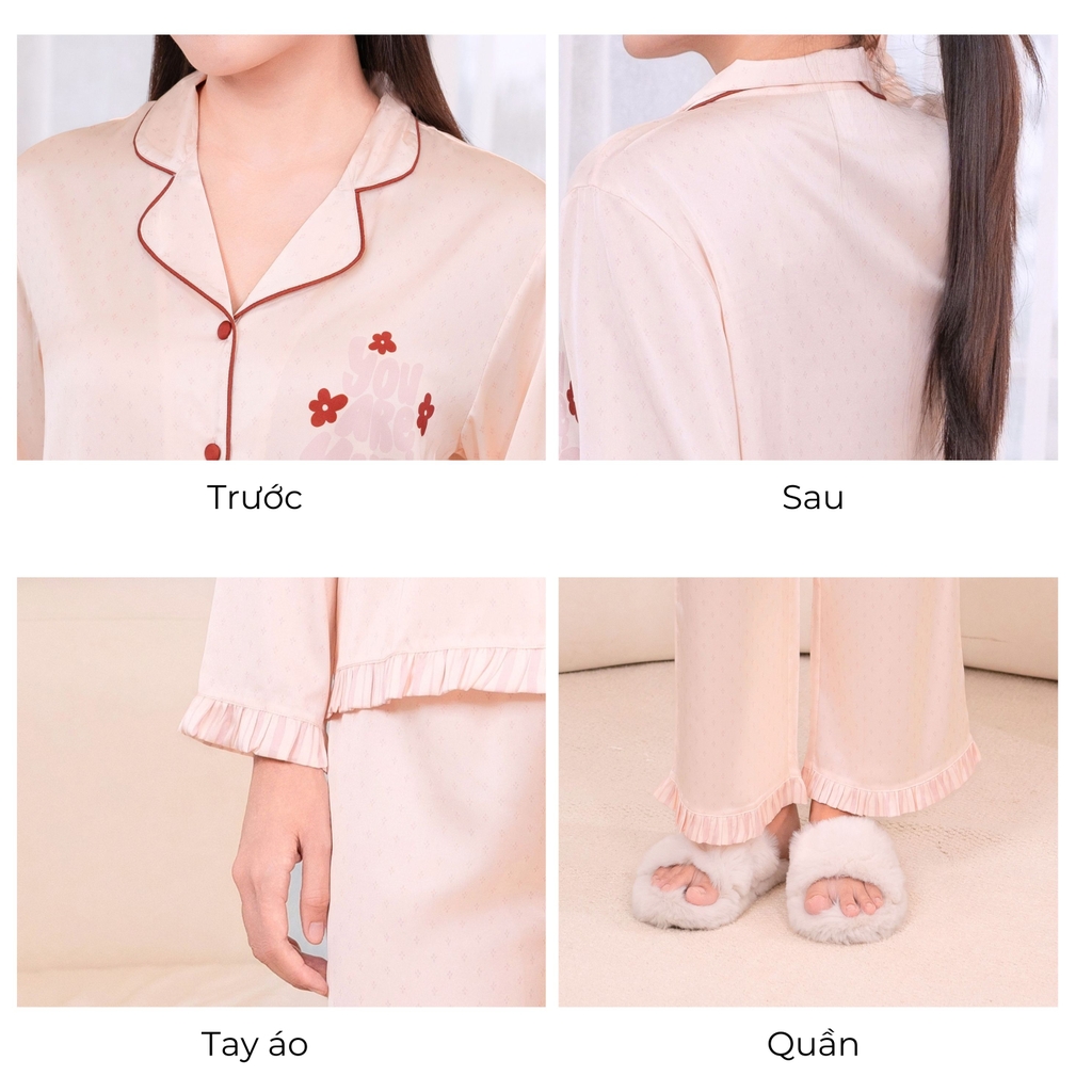MB38 | MUSTOTO Bộ Mặc Nhà Lụa Pyjama Đồ Ngủ Tay Dài Quần Dài