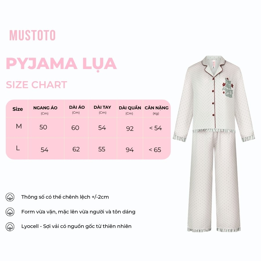 MB38 | MUSTOTO Bộ Mặc Nhà Lụa Pyjama Đồ Ngủ Tay Dài Quần Dài