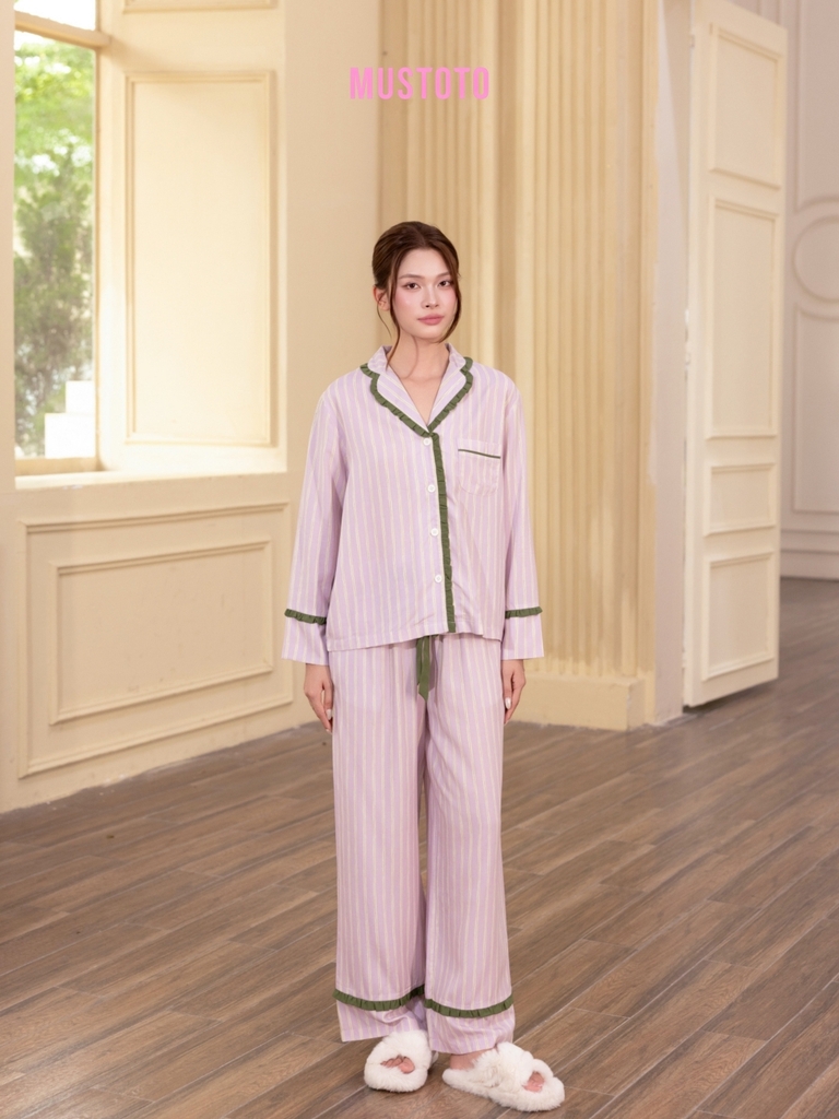 MB98 | Bộ Mặc Nhà Pijama Lyocell Thu Đông Quần Dài