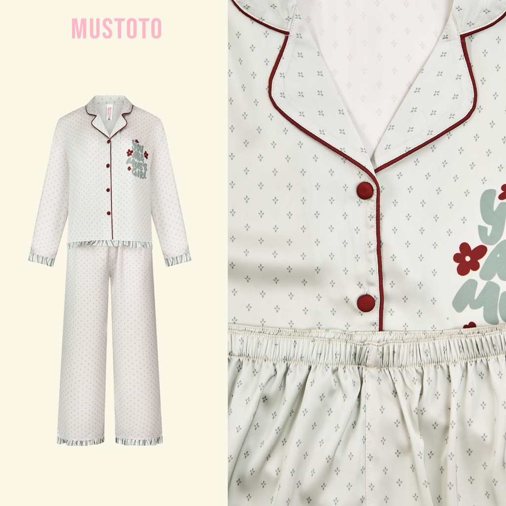 MB38 | MUSTOTO Bộ Mặc Nhà Lụa Pyjama Đồ Ngủ Tay Dài Quần Dài