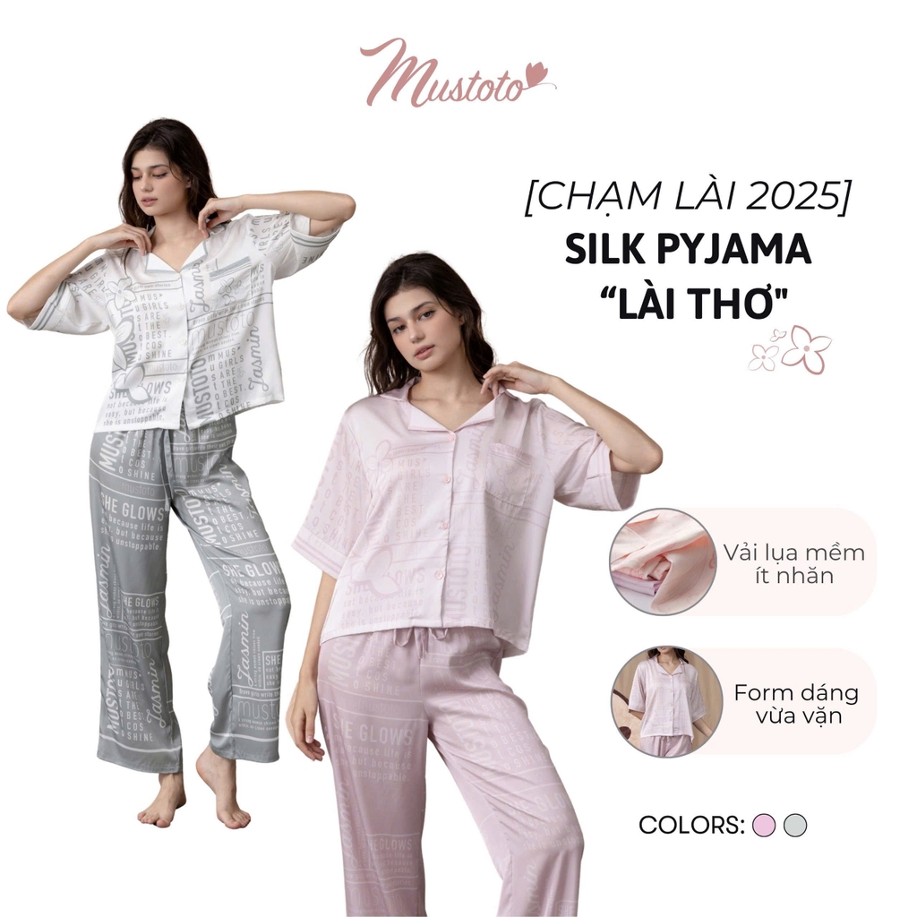 Bộ Mặc Nhà Tay Ngắn Chữ Họa Tiết Lài (MB52)