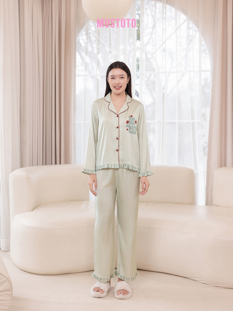 MB38 | MUSTOTO Bộ Mặc Nhà Lụa Pyjama Đồ Ngủ Tay Dài Quần Dài