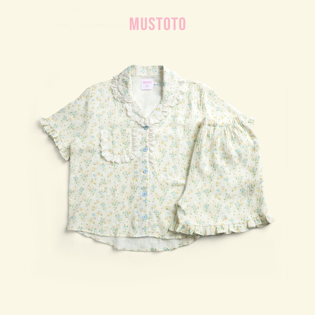 MB93 | Bộ Mặc Nhà Pijama Muslin Mềm Mát Quần Ngắn