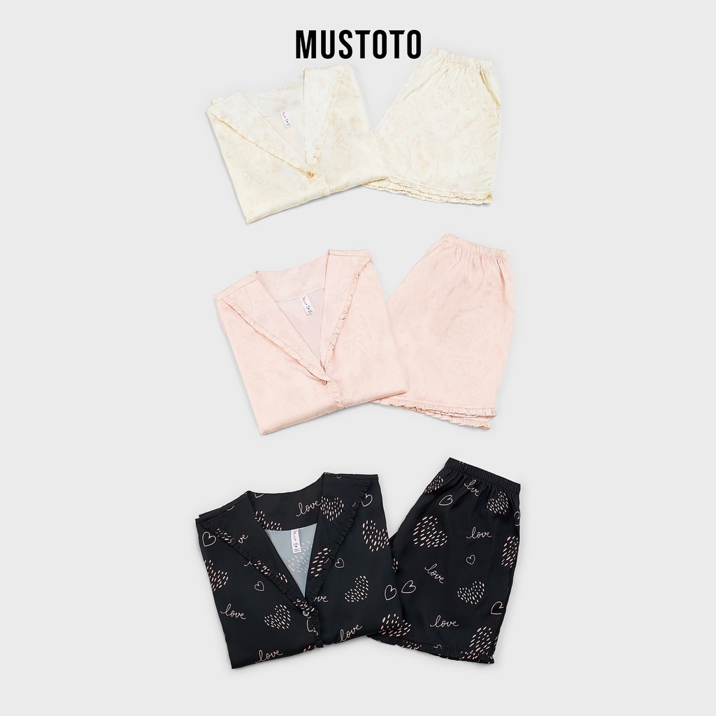 MB68 | MUSTOTO Bộ Pyjama Lụa Cao Cấp Phối Viền Bèo