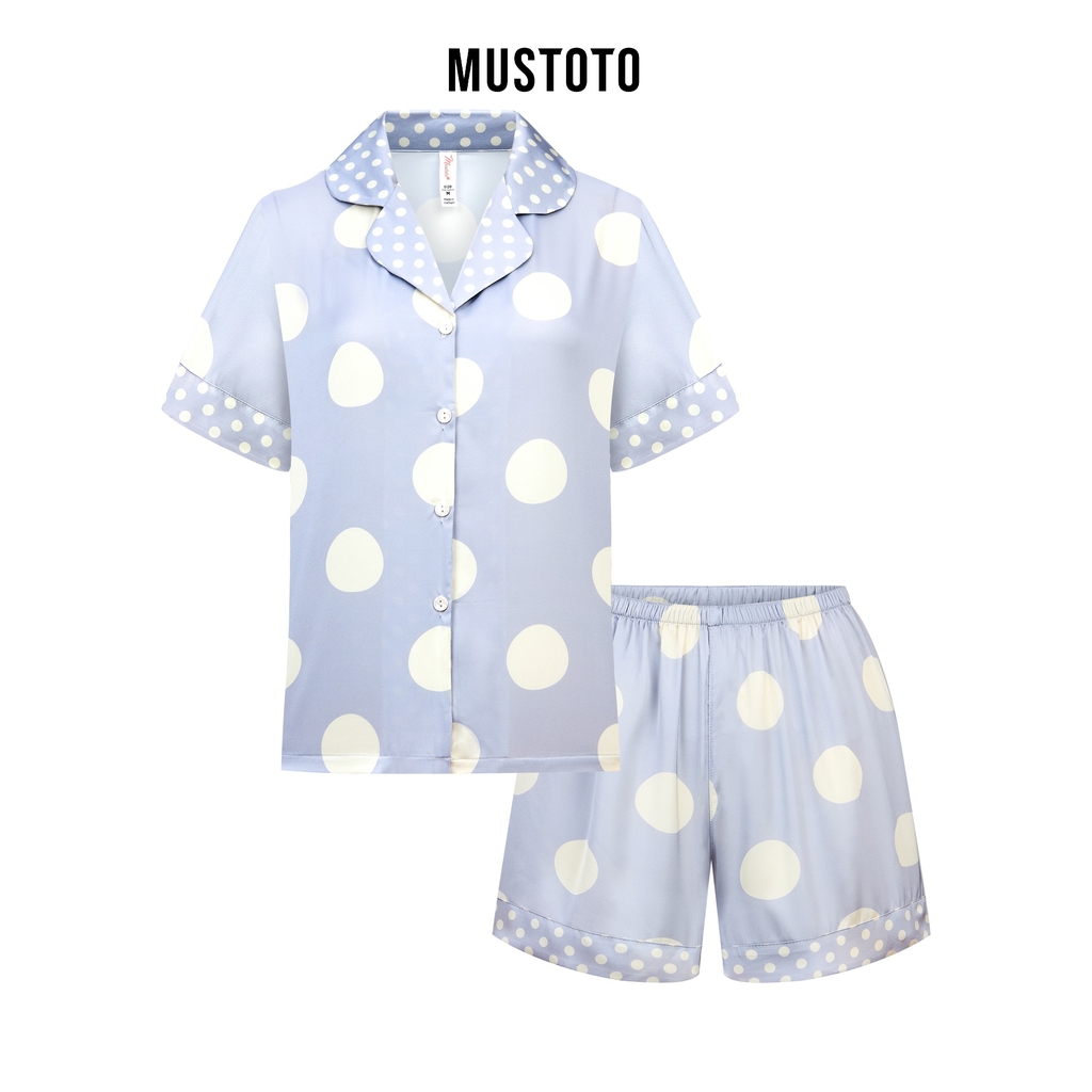 MB69 | Bộ Pyjama Lụa Mặc Nhà Cao Cấp Chấm Bi