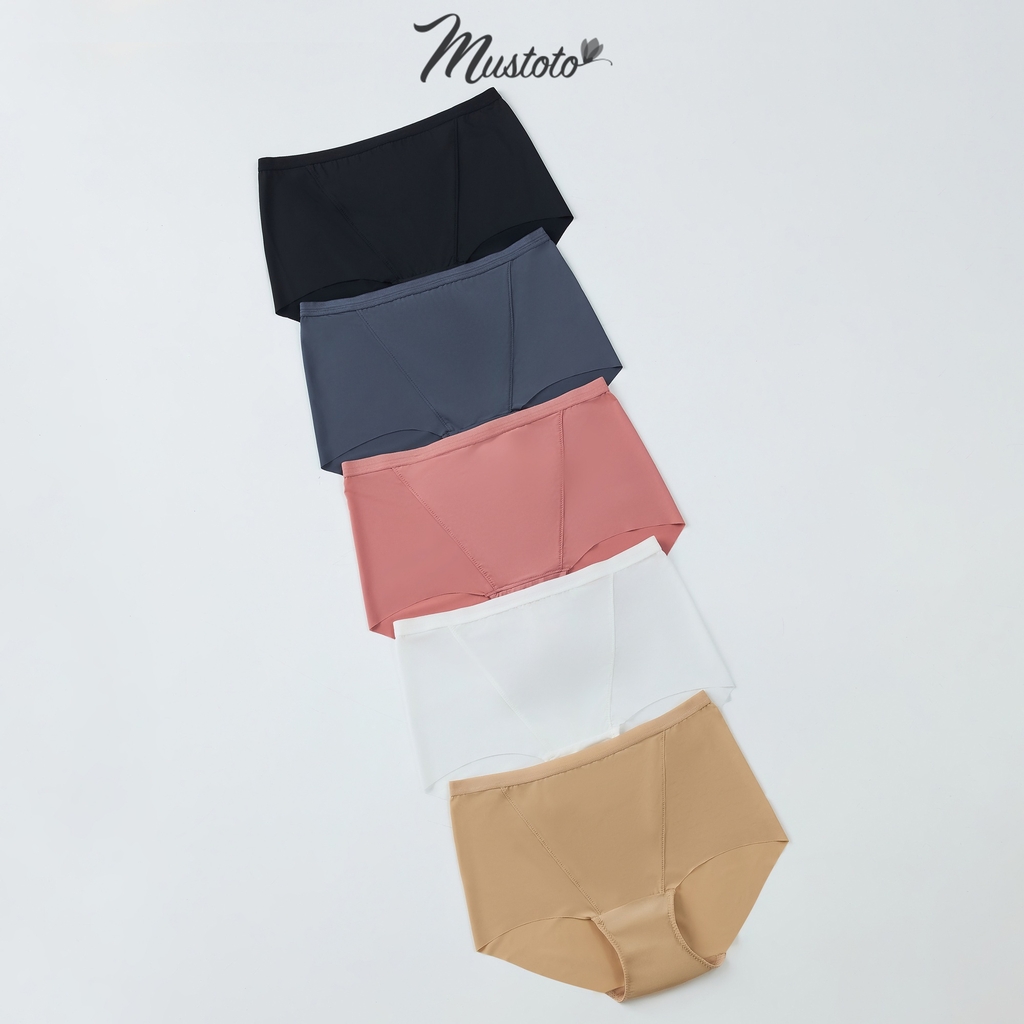 MQ09 | MUSTOTO Quần Lót Nữ Trơn Mỏng Lưng Cao Ôm Bụng