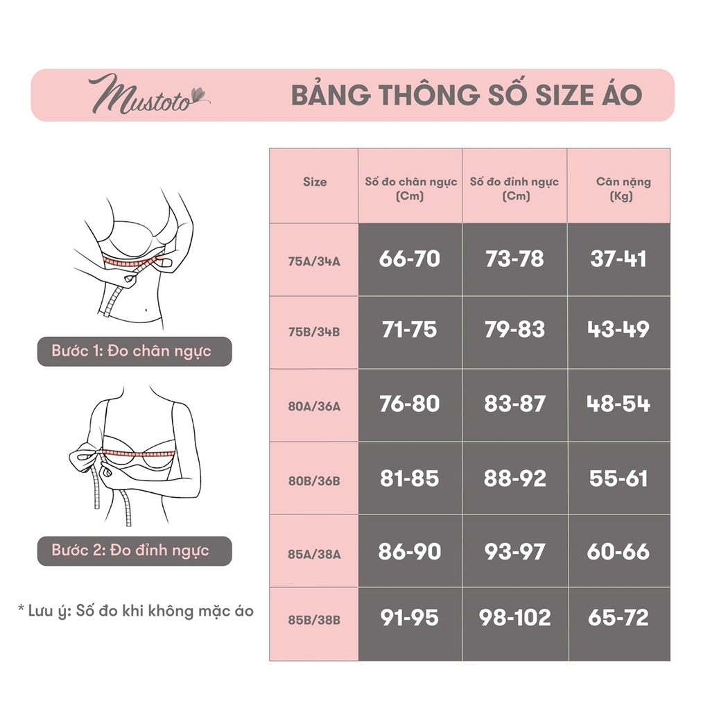MA25 | MUSTOTO Áo Lót Tháo Dây Bra Mút Vừa 1.5cm