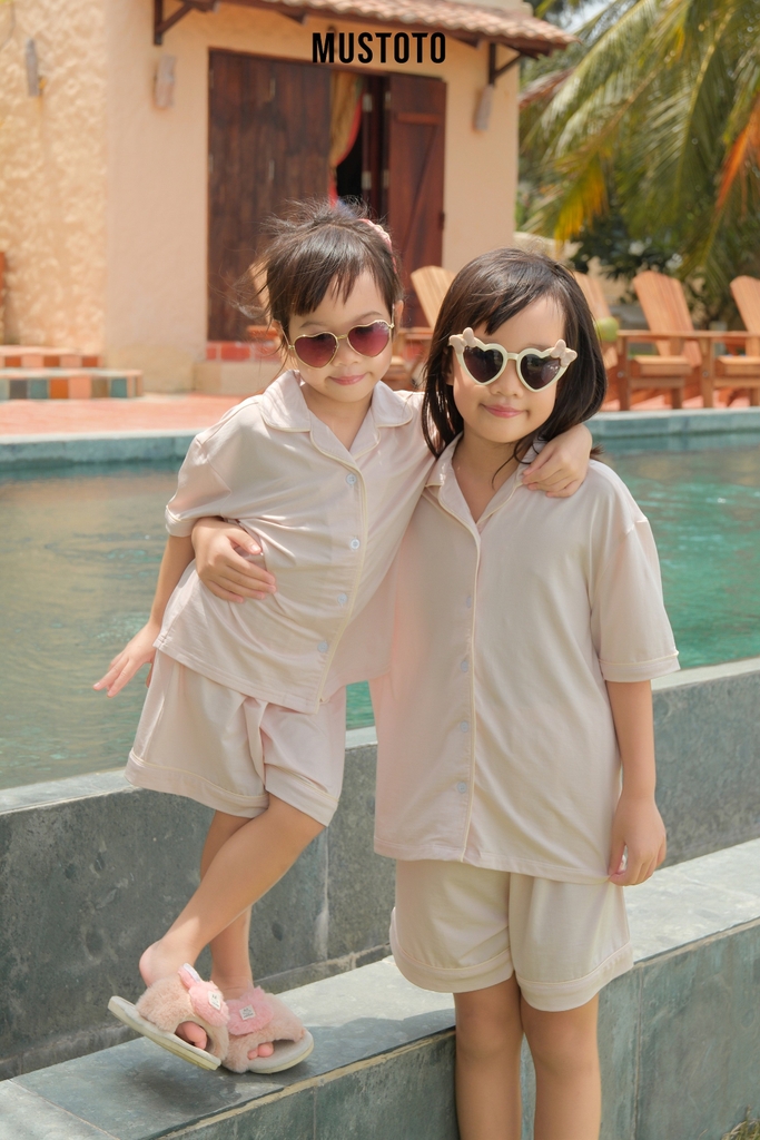 MB7101 | MUSTOTO Bộ Pyjama Thun Lyocell Mặc Nhà Cho Bé Mặc Đôi Cùng Mẹ