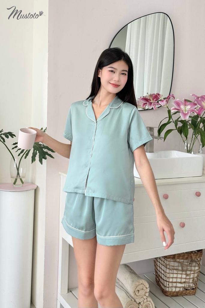 MB22 | Bộ Đồ Mặc Nhà Lụa Trơn Pijama