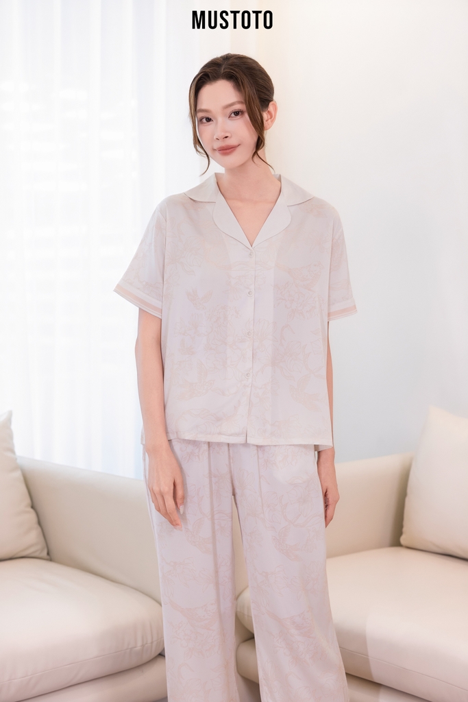 MB34 | MUSTOTO Bộ Pyjama Lụa Mặc Nhà Cao Cấp Tay Ngắn Quần Dài
