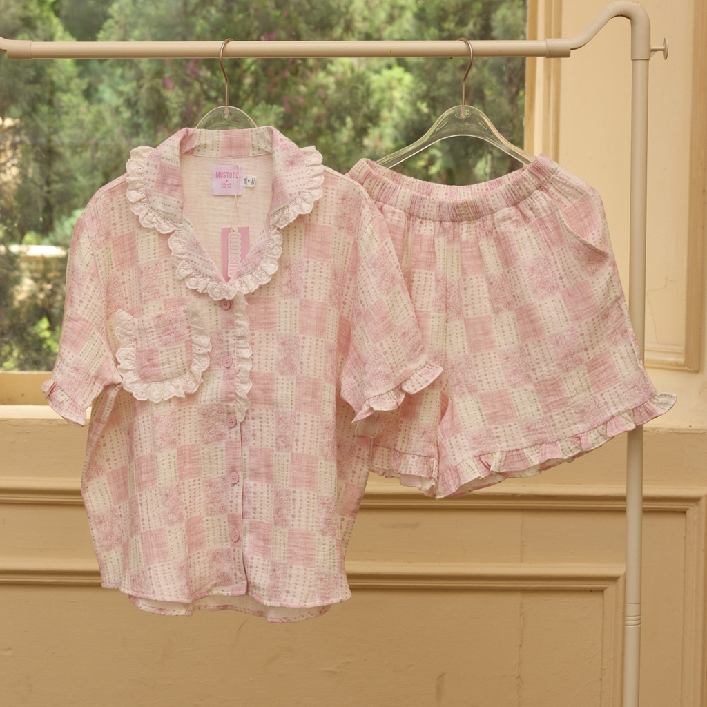 MB93 | Bộ Mặc Nhà Pijama Muslin Mềm Mát Quần Ngắn