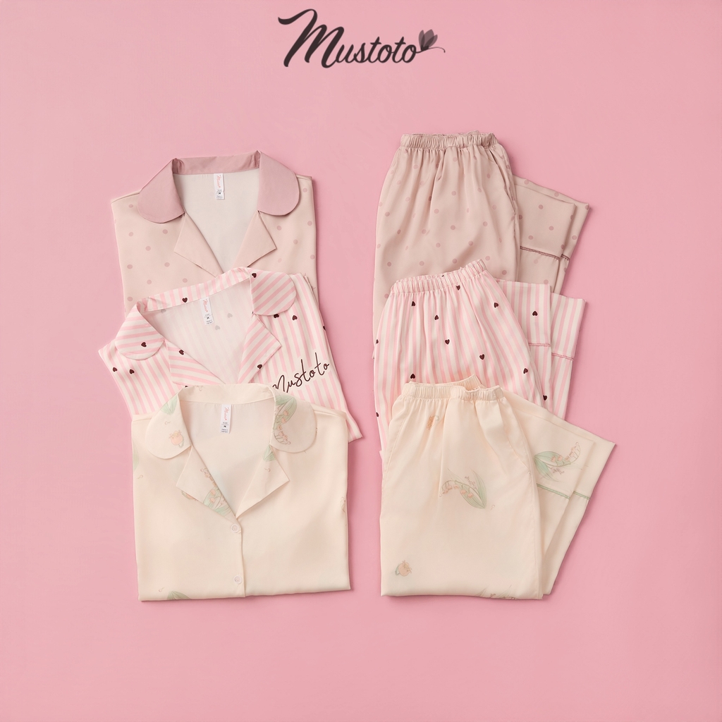 MB56 | MUSTOTO Bộ Mặc Nhà Pyjama Lụa Cao Cấp Tay Ngắn Quần Dài