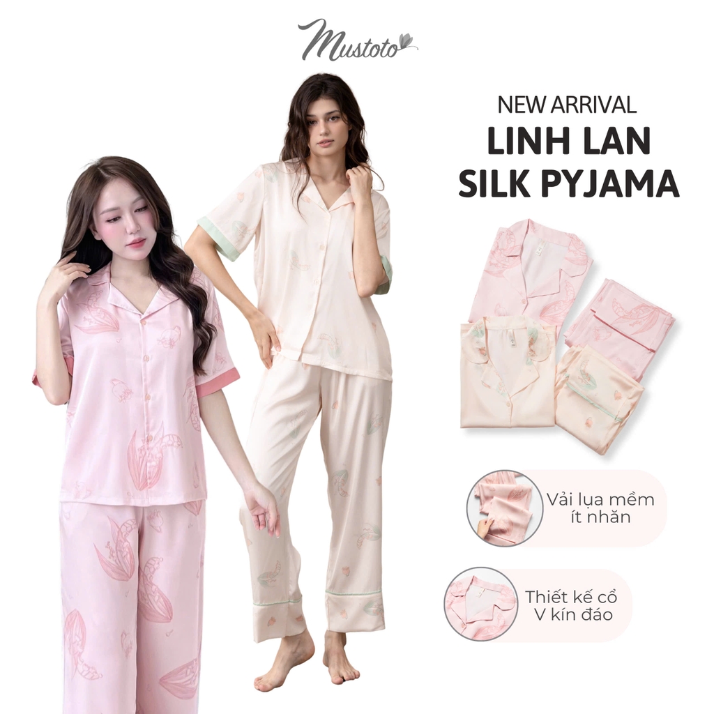 MB56 | MUSTOTO Bộ Mặc Nhà Pyjama Lụa Cao Cấp Tay Ngắn Quần Dài