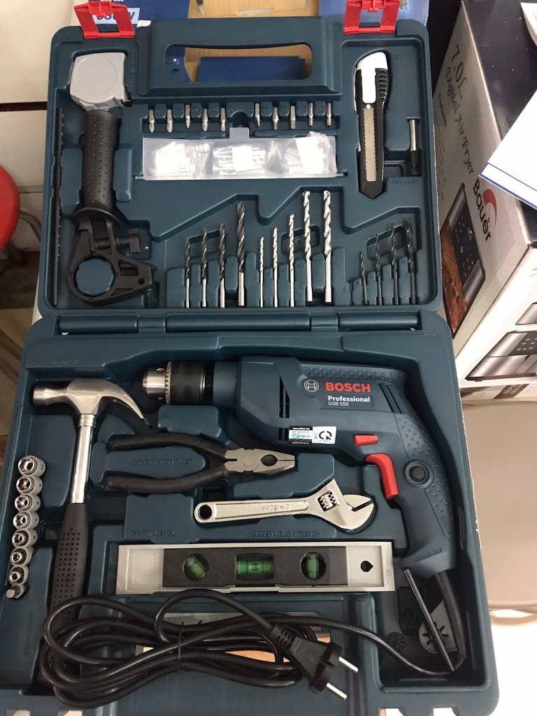 Máy khoan động lực Bosch GSB 550 SET 100