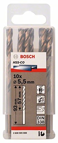 Mũi khoan INOX HSS-Co 5.5mm (hộp 10 mũi) Bosch 2608585888