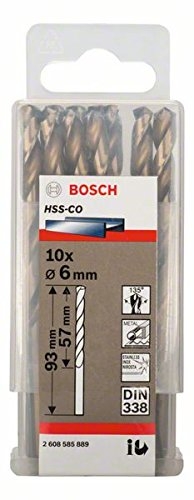 Mũi khoan INOX HSS-Co 6mm (hộp 10 mũi) Bosch 2608585889