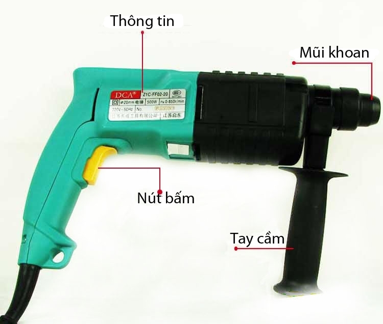 MÁY KHOAN ĐỘNG LỰC 500W 20MM DCA AZC02-20 - HÀNG CHÍNH HÃNG