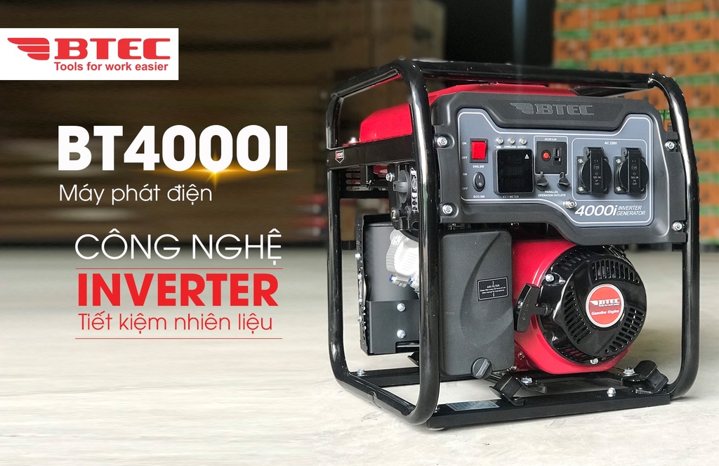 MÁY PHÁT ĐIỆN INVENTER ( SIÊU TIẾT KIỆM NHIÊN LIỆU) BTEC BT4000I 3.8KVA- HÀNG CHÍNH HÃNG