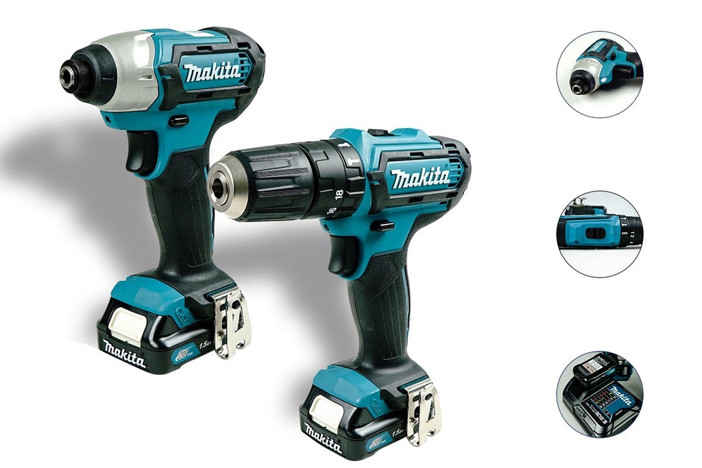 BỘ SẢN PHẨM MÁY KHOAN BÚA, MÁY VẶN VÍT PIN 12V MAKITA CLX228S- HÀNG CHÍNH HÃNG