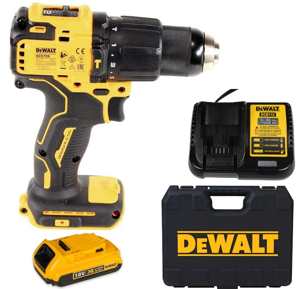 MÁY KHOAN CẦM TAY 340W 20VMAX/BL DEWALT DCD709D1 - HÀNG CHÍNH HÃNG