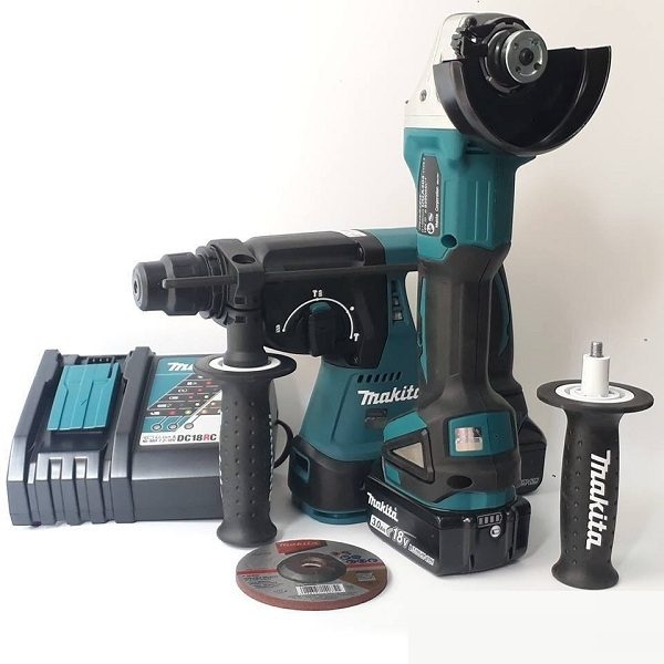 BỘ KIT MÁY MÀI VÀ KHOAN BÚA DÙNG PIN 18V MAKITA DLX2161X- HÀNG CHÍNH HÃNG