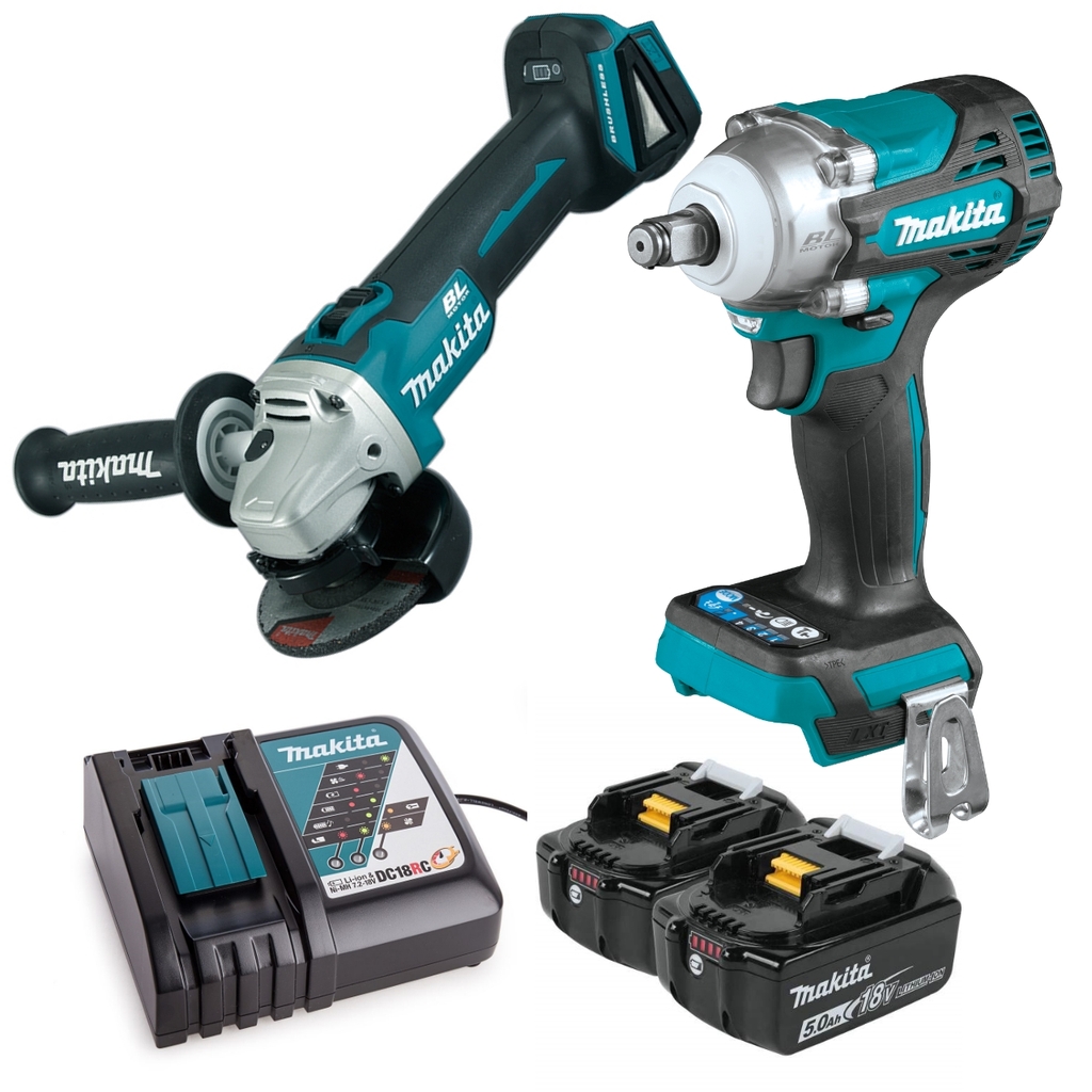 BỘ MÁY VẶN BULONG VÀ MÁY MÀI GÓC DÙNG PIN 18V MAKITA DLX2406TX1 - HÀNG CHÍNH HÃNG