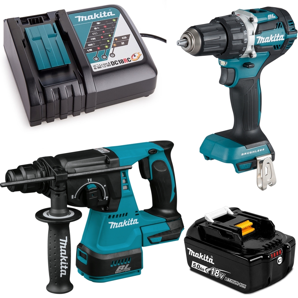 BỘ SẢN PHẨM DÙNG PIN 18V MAKITA DLX2425TX1 GỒM DDF484＋DHR242 - HÀNG CHÍNH HÃNG