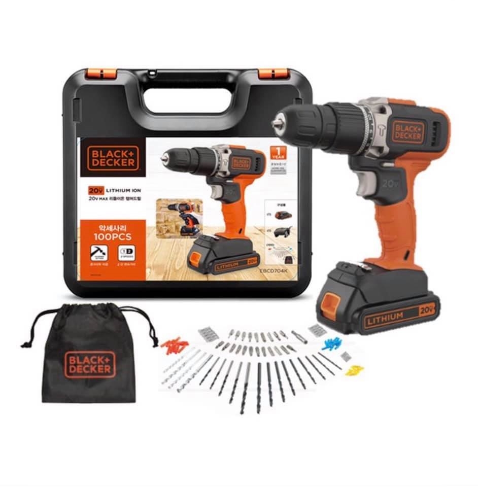 MÁY KHOAN CẦM TAY 20V 45NM BLACK & DECKER EBCD704K-KR - HÀNG CHÍNH HÃNG