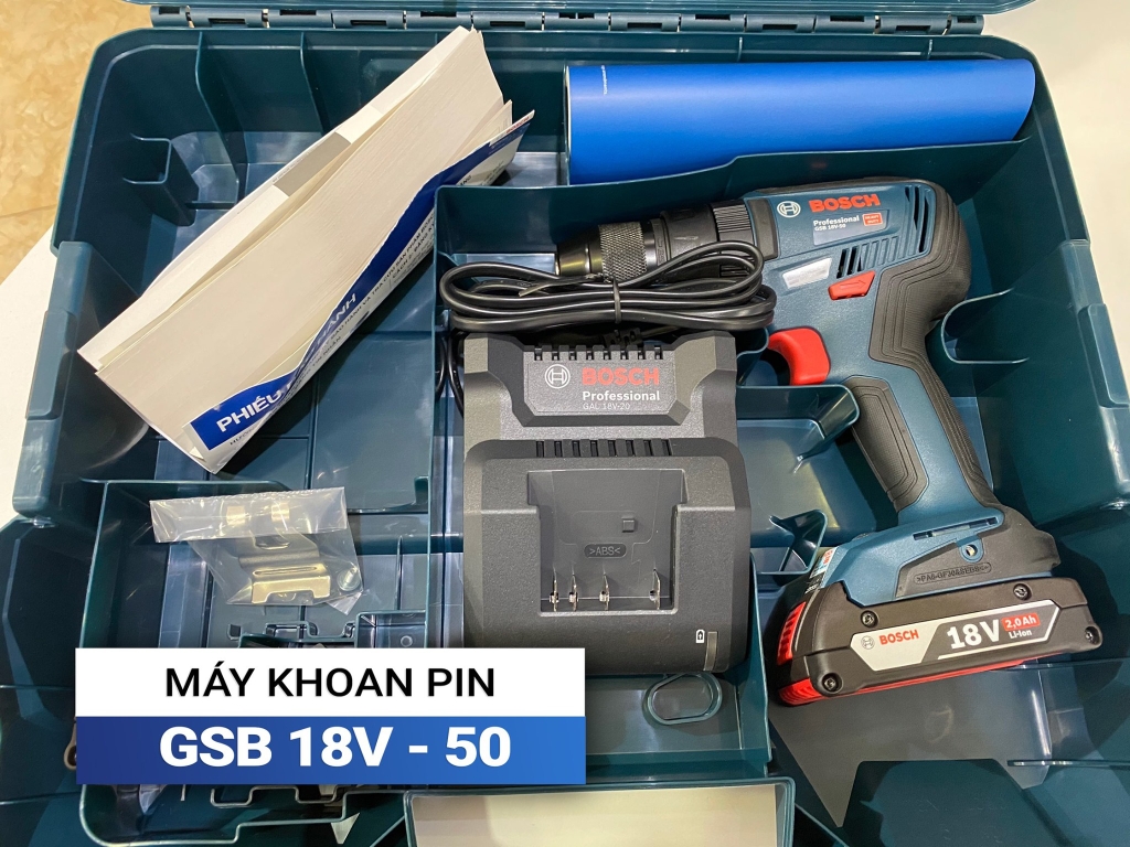 MÁY KHOAN VẶN VÍT ĐỘNG LỰC DÙNG PIN 18V BOSCH GSB 18V-50 -HÀNG CHÍNH HÃNG