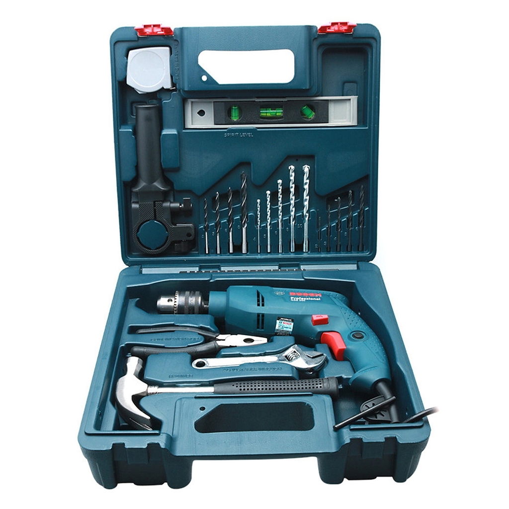 MÁY KHOAN ĐỘNG LỰC 550W 13MM BOSCH GSB 550 (BỘ SET VALY 19 MÓN PHỤ KIỆN) - HÀNG CHÍNH HÃNG