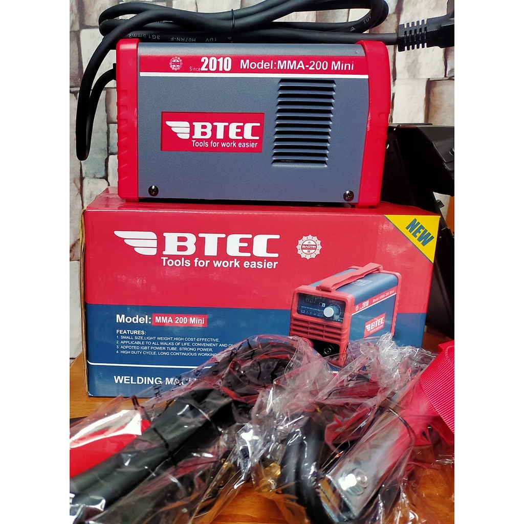 MÁY HÀN ĐIỆN TỬ BTEC MMA-200 MINI (CHUYÊN KÉO QUE 2.5, CÓ ĐỒNG HỒ)