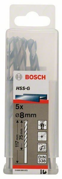 Mũi khoan sắt HSS-G 8.0mm (hộp 5 mũi) Bosch 2608595072