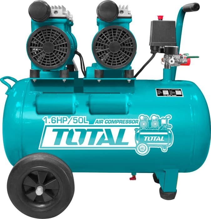MÁY NÉN KHÍ KHÔNG DẦU 2×600W (2×0.8HP) 50L TOTAL TCS2150502T - HÀNG CHÍNH HÃNG
