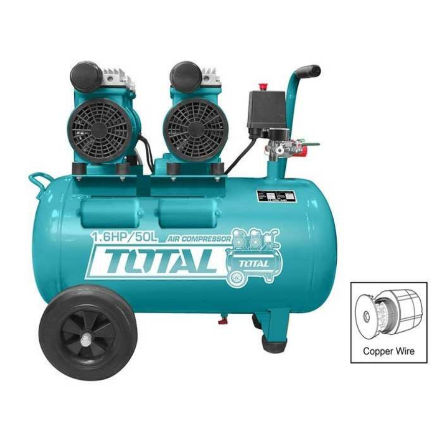 MÁY NÉN KHÍ KHÔNG DẦU 2×1200W (3.2HP) 50L TOTAL TCS2240508T - HÀNG CHÍNH HÃNG