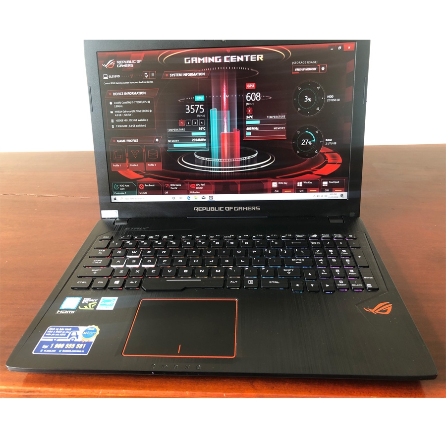 Laptop cũ Asus ROG GL553VD-FY305 i7-7700HQ | bán laptop gaming cũ RGB | Mua bán laptop cũ | Laptop cũ giá rẻ Bình Thạnh | Laptop cũ uy tín tphcm, bmt daklak