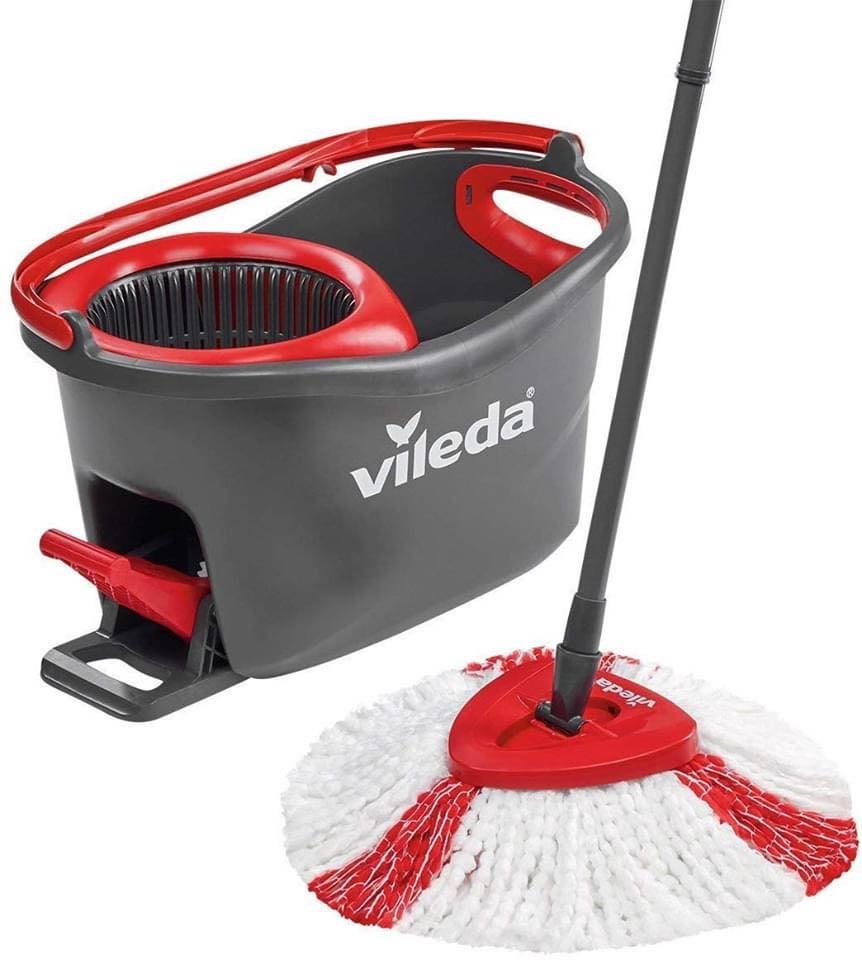 Kit Ricambio Mop Per Velida Turbo EasyWring – 4 Testine In Microfibra, Asta Regolabile 30-58", Base Triangolare E Spazzola