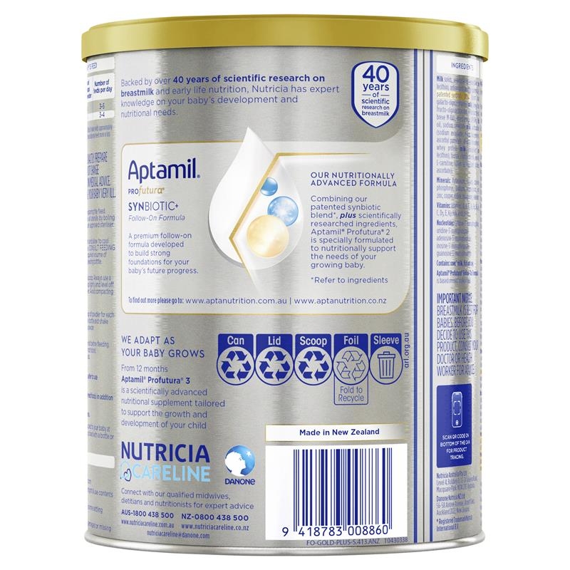 Sữa Aptamil Úc số 2 Profutura Synbiotic+ Follow On Formula 900g dành cho trẻ từ 6 đến 12 tháng tuổi
