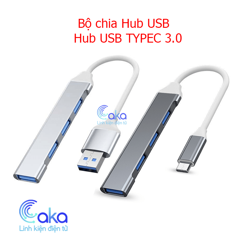 Hub chia cổng usb , Bộ Chia 4 Cổng USB Chân Type-C chân Usb nhỏ gọn dùng cho laptop, PC, Macbook