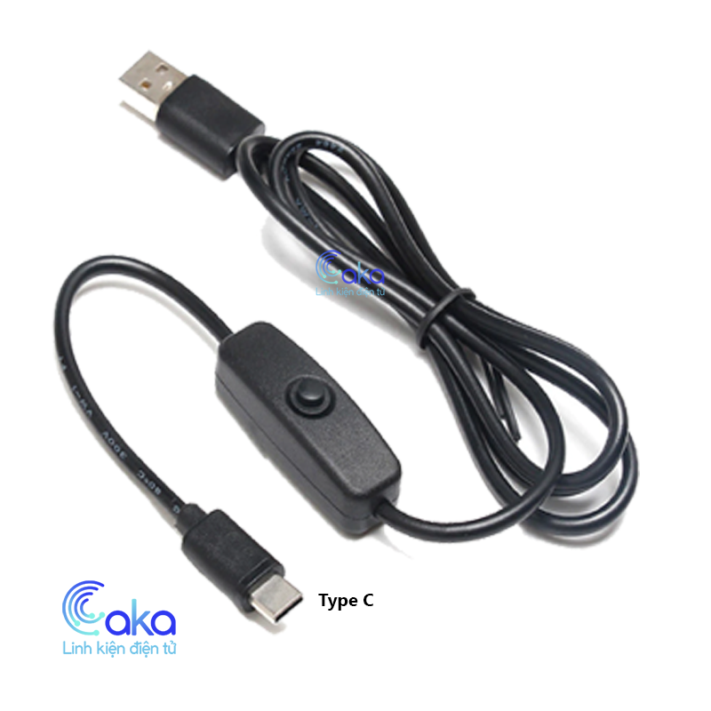 Dây nguồn USB Type C có công tắc cho máy tính nhúng Raspberry Pi 4