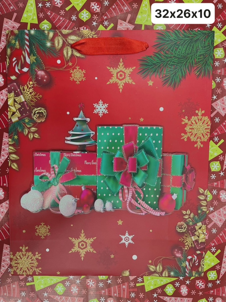 Túi quà Noel 3D trung FD8833M, nha sach Hong Bach