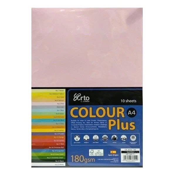 Bìa màu A4 Campap - 180gsm - 5 tờ/ xấp - nha sach hong bach. com