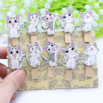 Kẹp Gỗ Kèm Dây Treo ( 10 kẹp/vỉ ) - nhà sách hồng bách