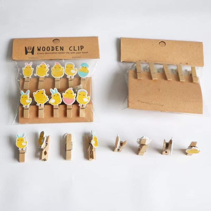 Kẹp Gỗ Kèm Dây Treo ( 10 kẹp/vỉ ) - nhà sách hồng bách