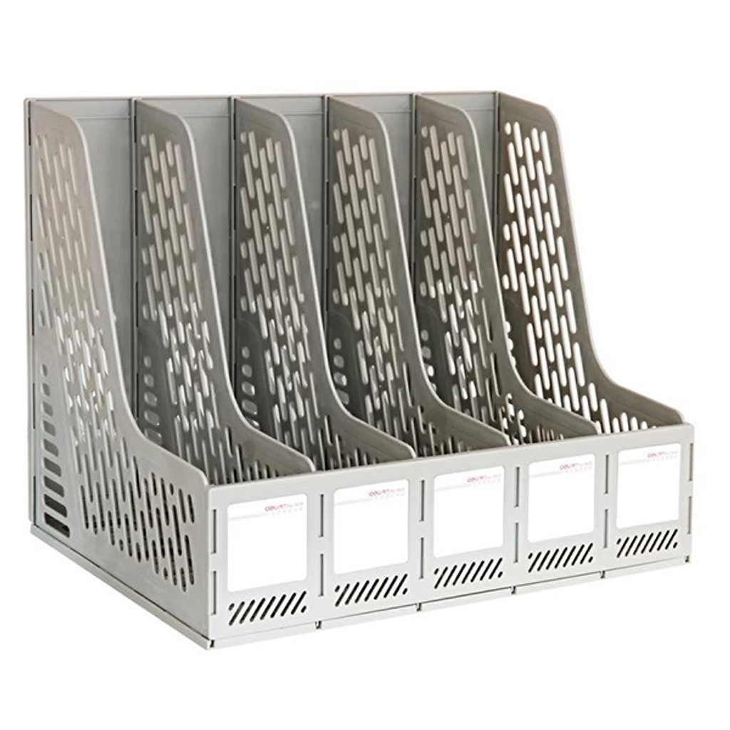 Kệ tài liệu nhựa cứng 5 ngăn đứng Deli 9838 - Màu xám - Nhà Sách Hồng Bách